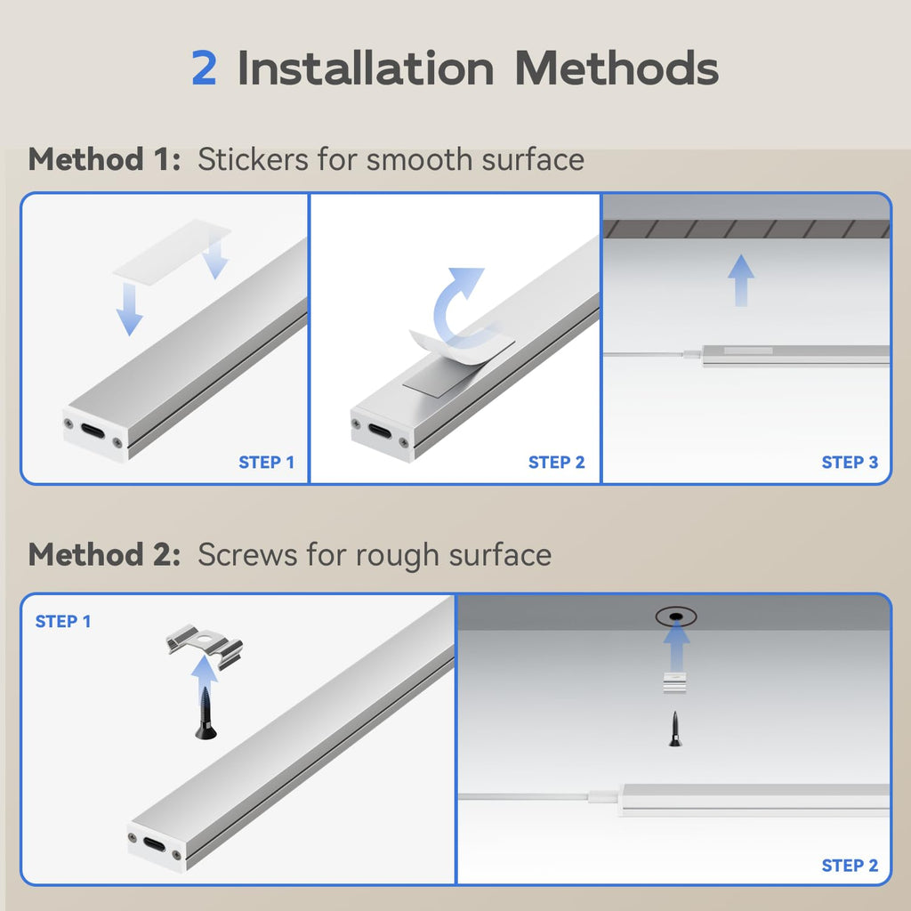 6 Pack Under Cabinet Lighting Plug in, Dimmable & 3 Color Temps
