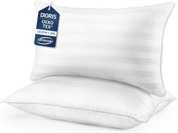 Pillows Queen Size Set of 2 Soft Bed Pillow for Sleeping Fluffy | Hotel Series Down Alternative Fill Pillow Ideal for