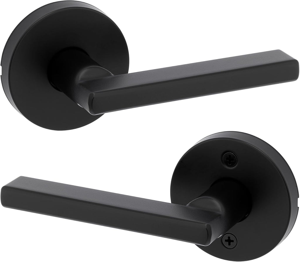 Halifax Interior Passage Door Knob, Round Handle and Hallway Doors, Non-Locking Doorknob in Matte Black