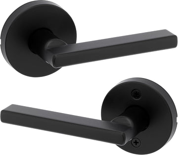 Halifax Interior Passage Door Knob, Round Handle and Hallway Doors, Non-Locking Doorknob in Matte Black