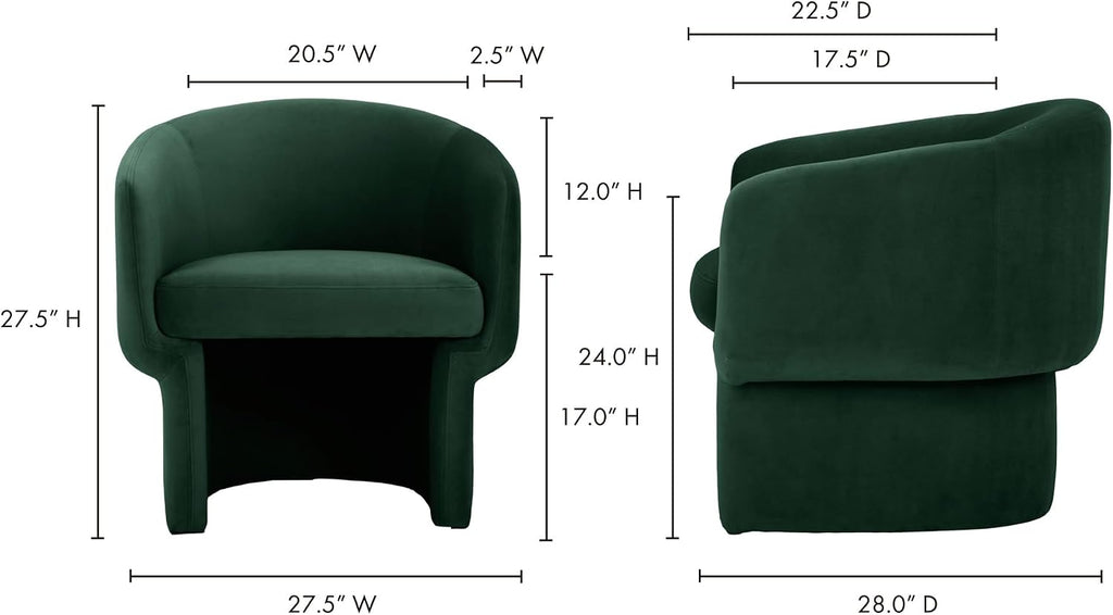 Sylvie Accent Chair, Art Deco Curved Design, Recycled Polyester Upholstery, Dark Indigo