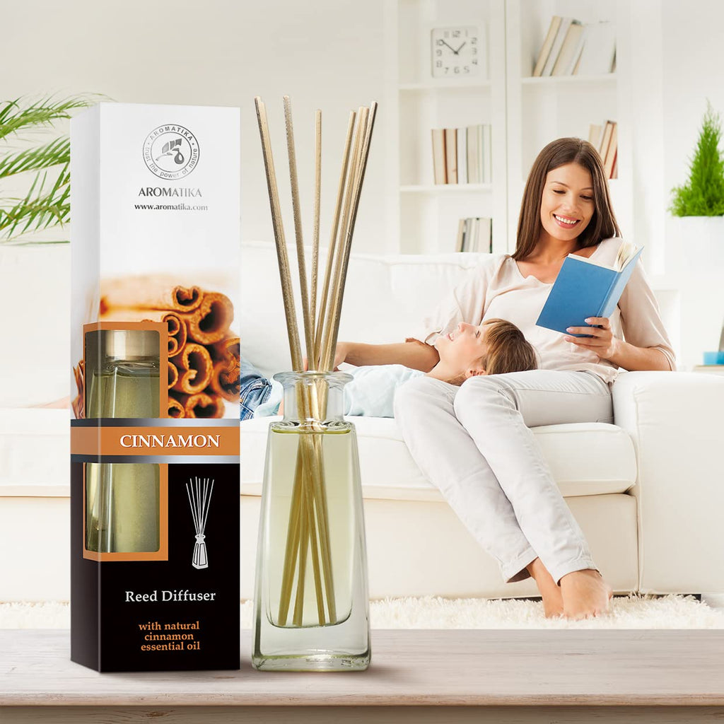 Reed Diffuser Cinnamon 3.4 Fl Oz(100ml) - Room Diffuser with Cinnamon Essential Oil - Home Fragrance - Aromatherapy