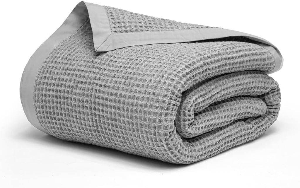GOTS Certified 100% Organic Cotton Throw Blanket, 55" x 60" Waffle Blankets & Throws, Throw Blanket, Modern & Cozy