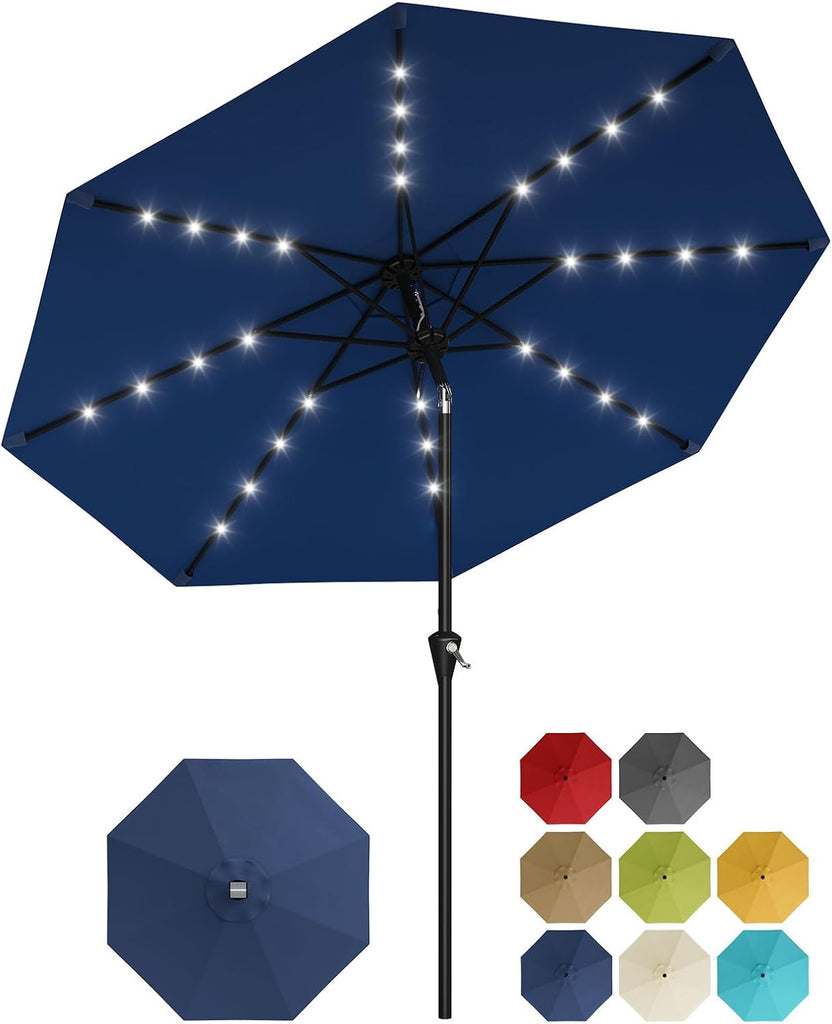 9FT Solar Patio Umbrella with 32 LED Lights