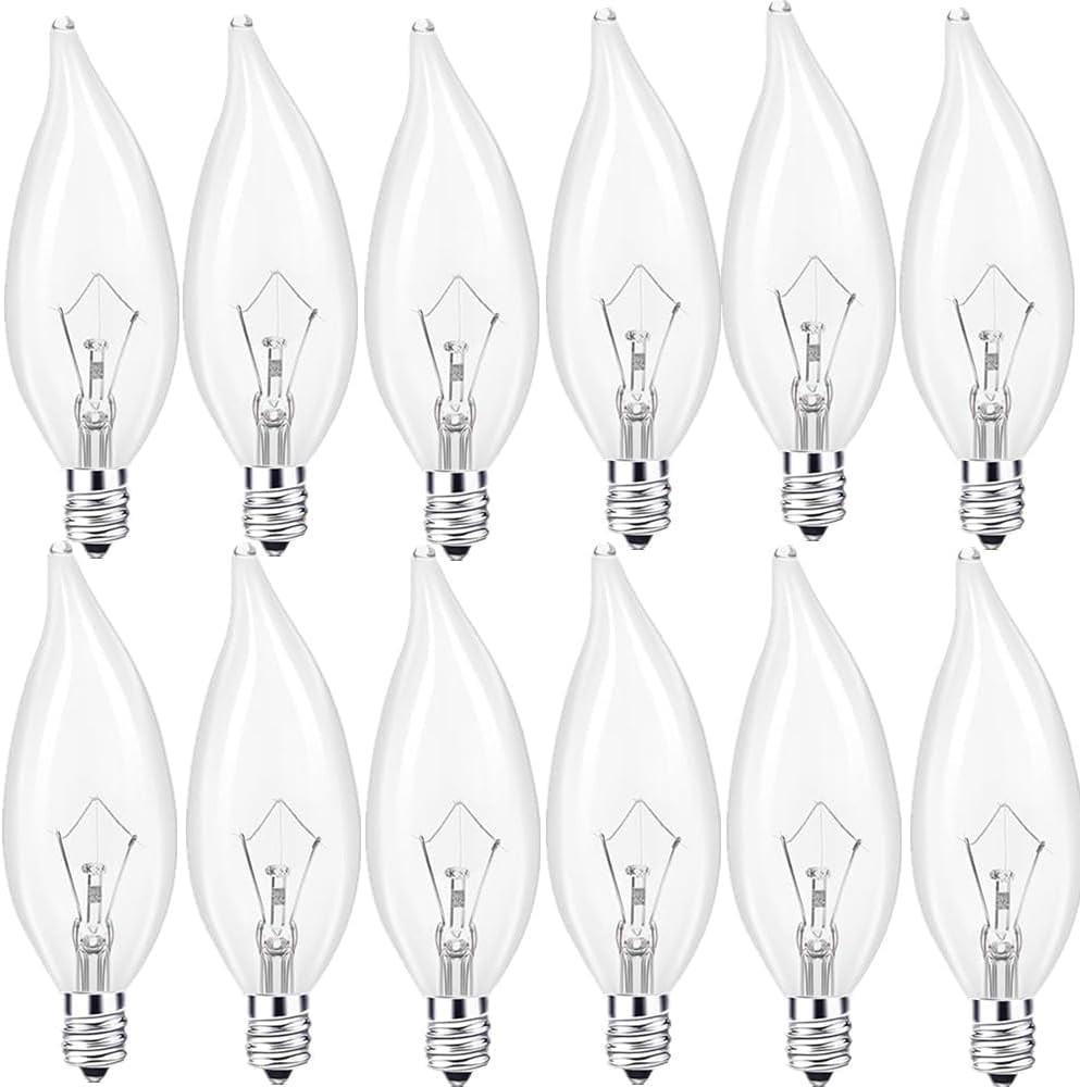 E12 Candle Light Bulbs,40W Candelabra, E12 B10 Clear Candle Base Bulb with Warm White 2700K, 600 Lumen Dimmable