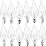 E12 Candle Light Bulbs,40W Candelabra, E12 B10 Clear Candle Base Bulb with Warm White 2700K, 600 Lumen Dimmable