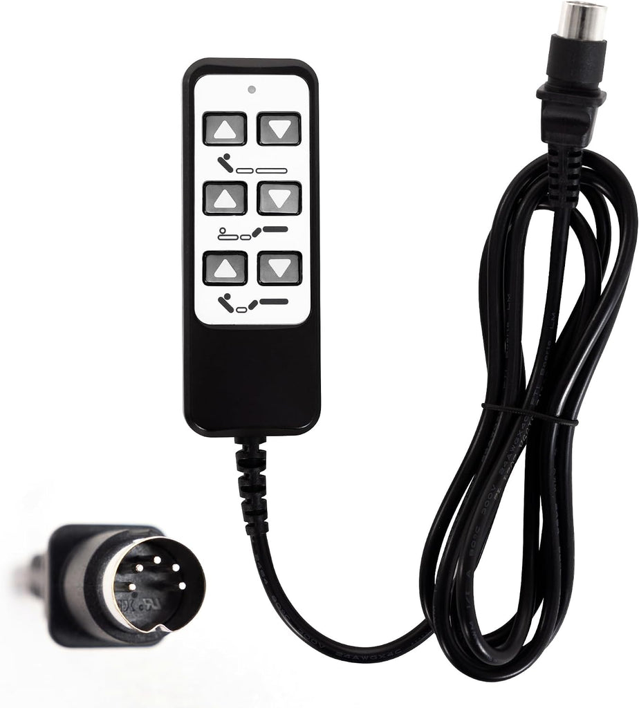6 Button 5 Pin Adjustable Bed Remote Control Replacement,Wired Handset Switch with 59" Power Cord, Head and Foot