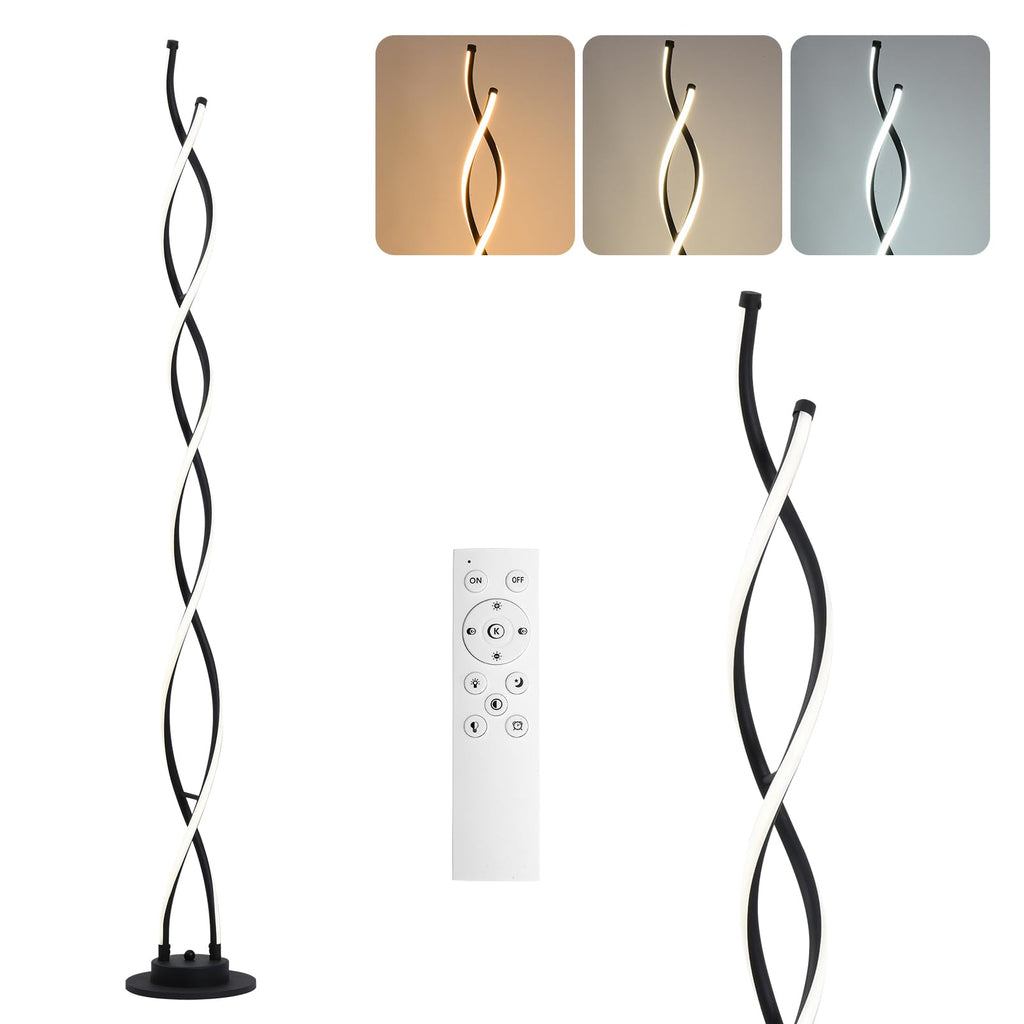 Modern Floor Lamps Black 3‐Color Remote Dimmable