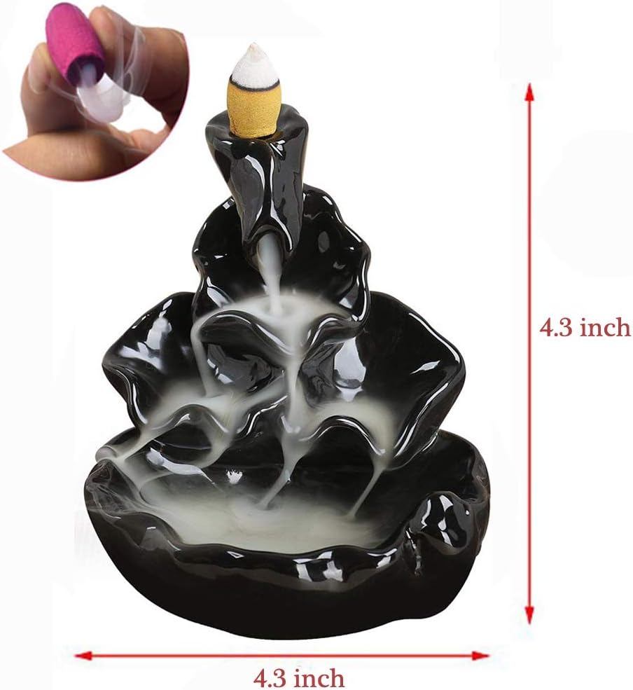 Waterfall Incense Burner, Backflow Incense Holder with 10 Cones