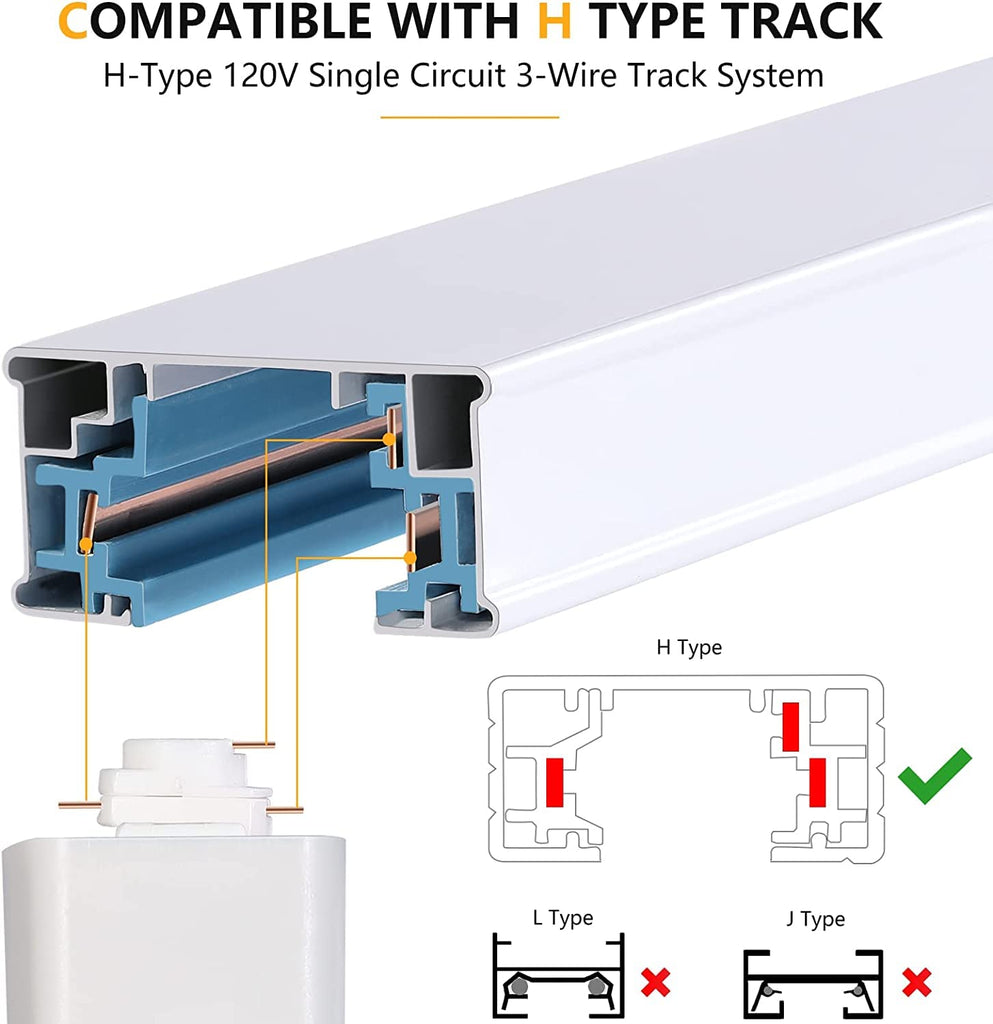 30W Dimmable LED Track Lighting Heads H Type, White 1 Pack