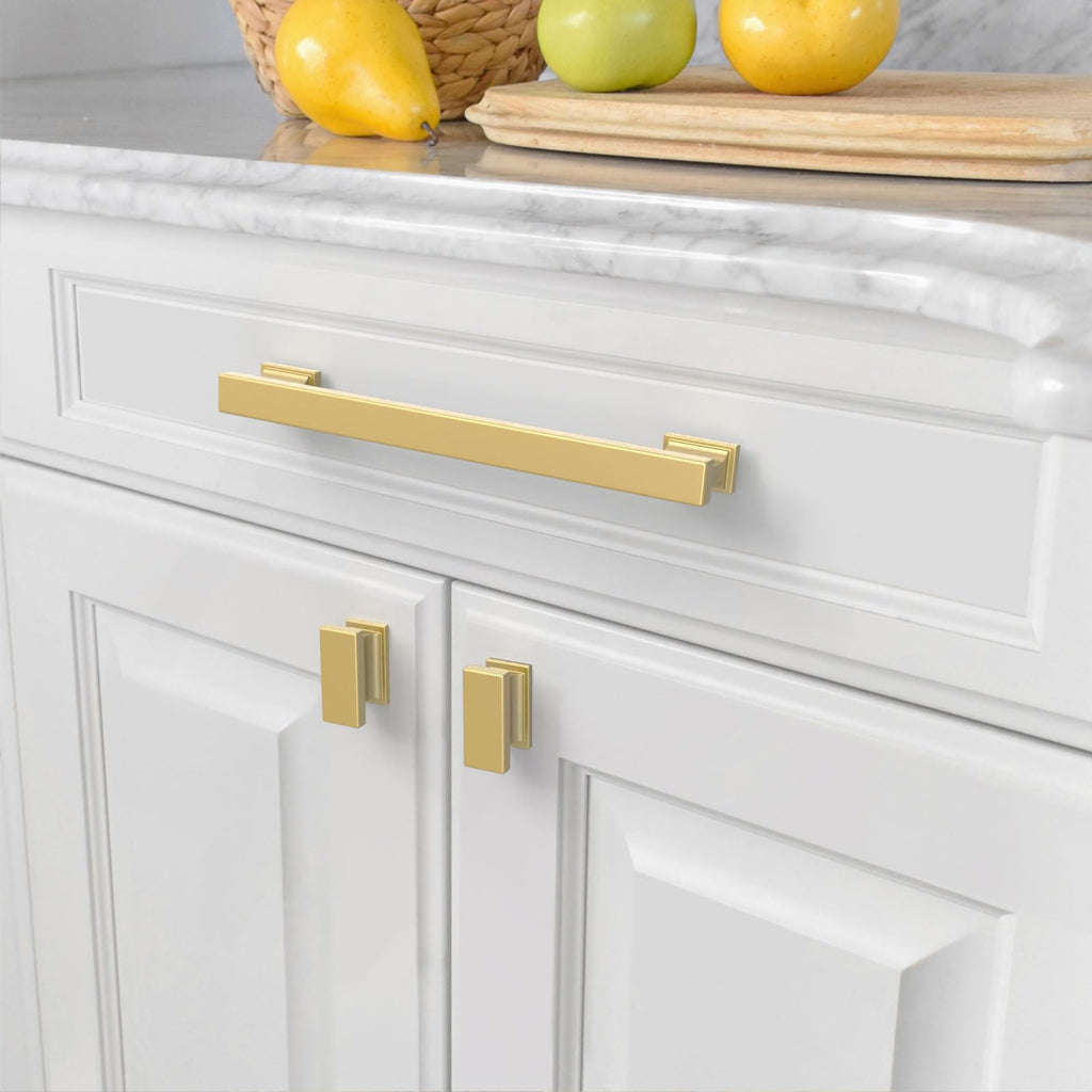 10 Pack Brushed Gold Cabinet Pulls 6.3"