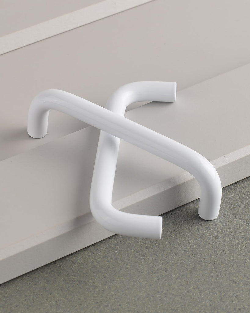 5 Pack Bright White Cabinet Pulls 3.8 Inch (96mm) Hole to Hole Drawer Handles Modern Closet Pulls for Cabinets and