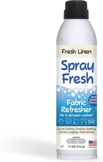 Spray Fresh Fabric Refresher, Linen, 8 oz - Deodorizer and Freshener for Clothing, Bedding, and Furniture - Set of 11
