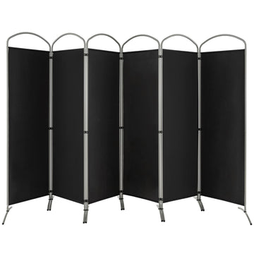 6-Panel Folding Room Divider Privacy Screen, 130" x 74", Black
