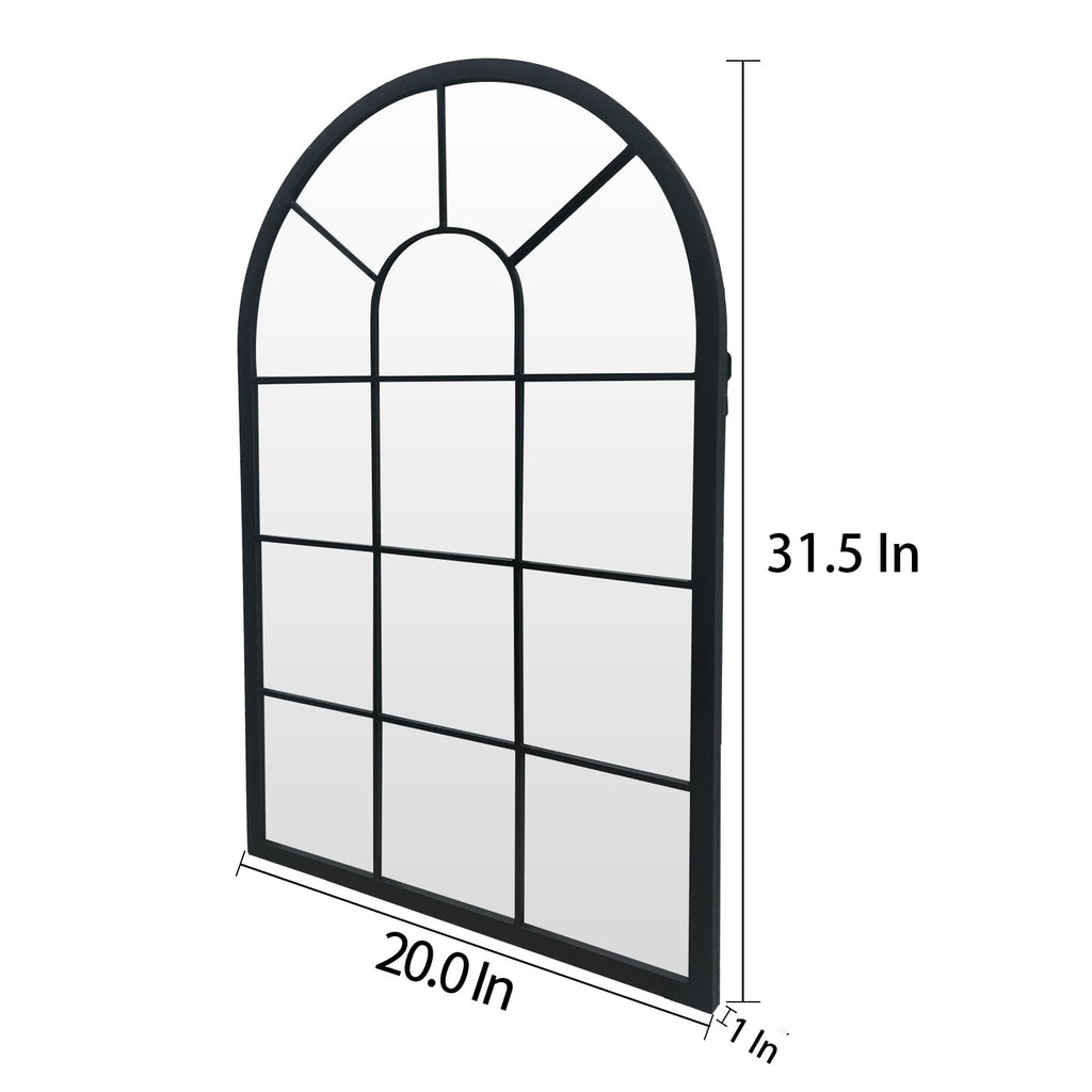 Black Arched Window Mirror, Farmhouse Decorative Wall Mirrors Vanity, Fireplace Mantel, Window Pane Mirror Wall Decor