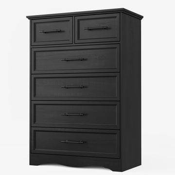 Black 6 Drawer, 44" Tall Chest of Drawers