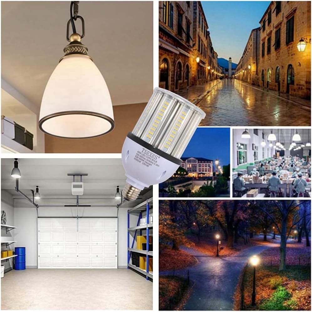 40W LED Corn Bulb,6000LM E26 Base, 5000K Daylight,175-250W HID/HPS Equiv
