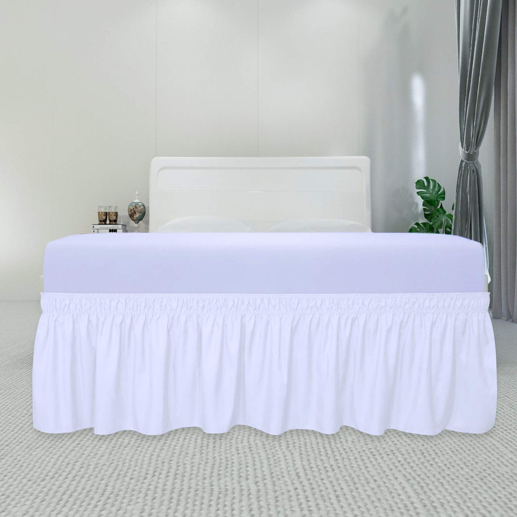 Wrap Around Ruffled Bed Skirt, White, Twin/Full - 18" Drop