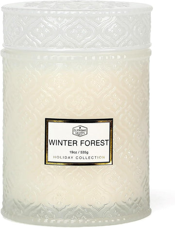 Forest Candle - Large 19oz White Scented Christmas Candle, 88hr Burn Time, Perfect Decor & Gifts - Set of 19