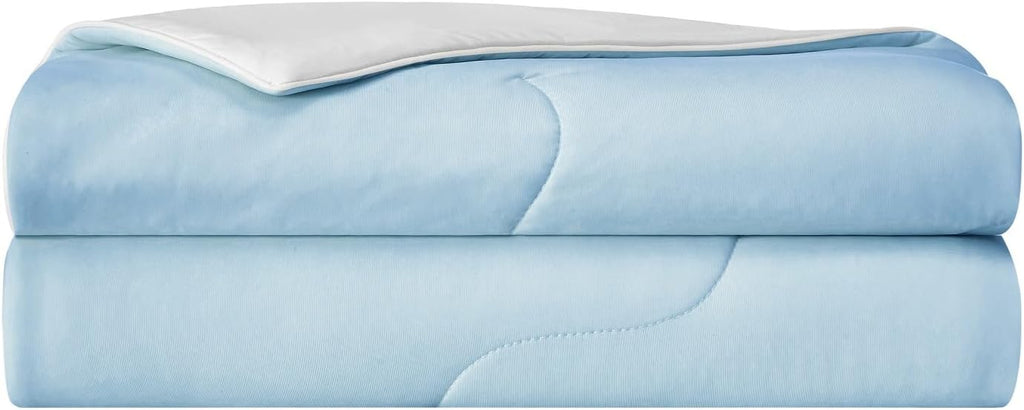 Cooling Comforter King, Q-Max 0.45 Lightweight Breathable Cooling Blanket | Double-Sided Aqua Blue Silk Smooth Summer