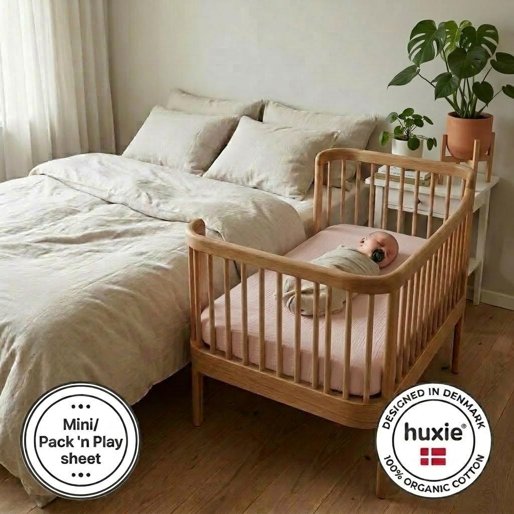 Organic Cotton Muslin Fitted Mini Crib Sheets for Girls, 24x38, Pink