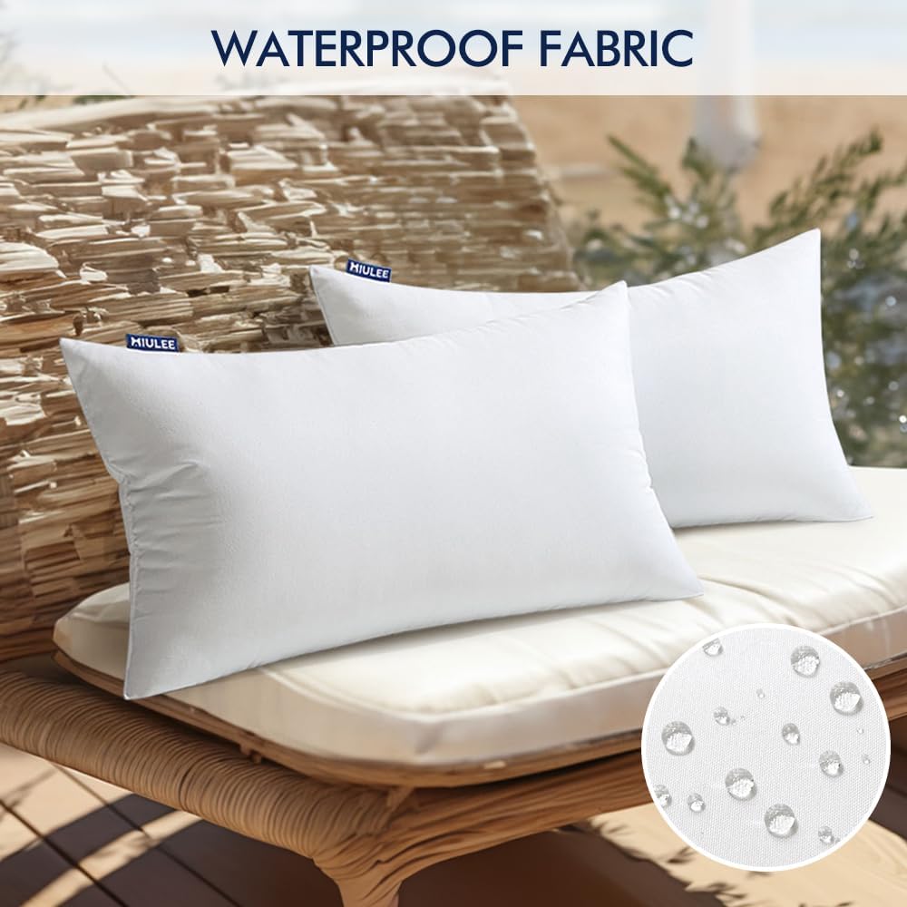 12x20 Inch Outdoor Pillow Inserts, Waterproof Throw Pillows - Set of 2