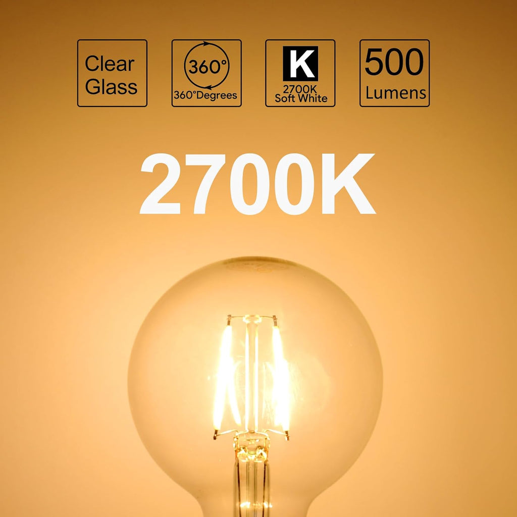 Energetic 12-Pack 5W Dimmable LED Globe Light Bulb, G25 LED Vintage Light Bulb, 60W Equivalent, 500Lumens, 2700K Soft