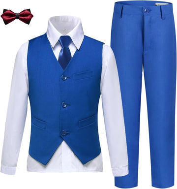 Boys' 5 Piece Formal Suit Kids Dress Tuxedo Vest Pants Suits for Boy 2