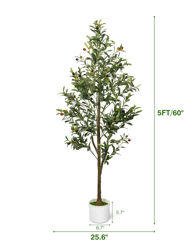 5FT Artificial Olive Tree Indoor Tall Faux with Planter