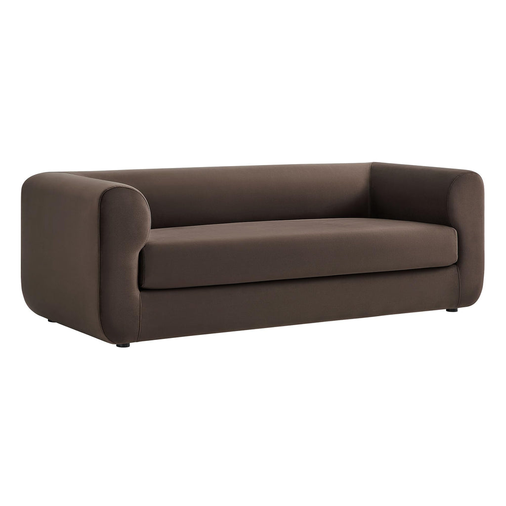 Leif Performance Velvet Upholstered Sofa - 89 Inch Modern Tuxedo Sofa - Comfy 3 Seater Velvet Couch