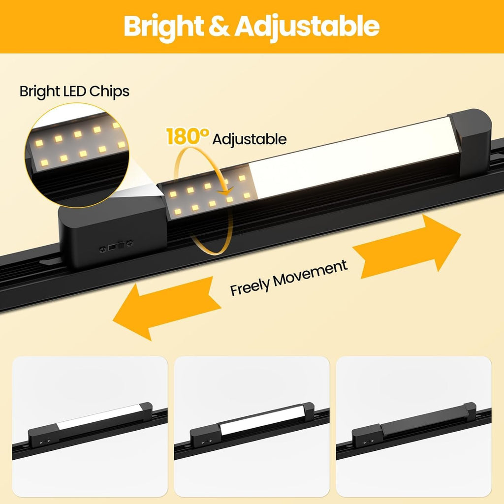 5 Color Linear H Track Lighting Heads Dimmable, Black 25W 3 Pack