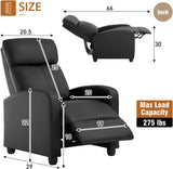 Recliner Chair Push Back Sofa Home Theater Seating with Lumbar Support and Leather Padded Seat Backrest