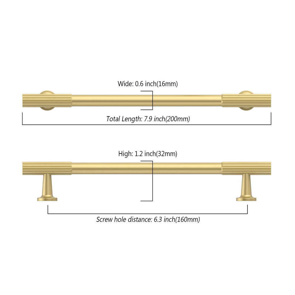 10 Pack 6.3 inch Brushed Gold Kitchen Cabinet Handles