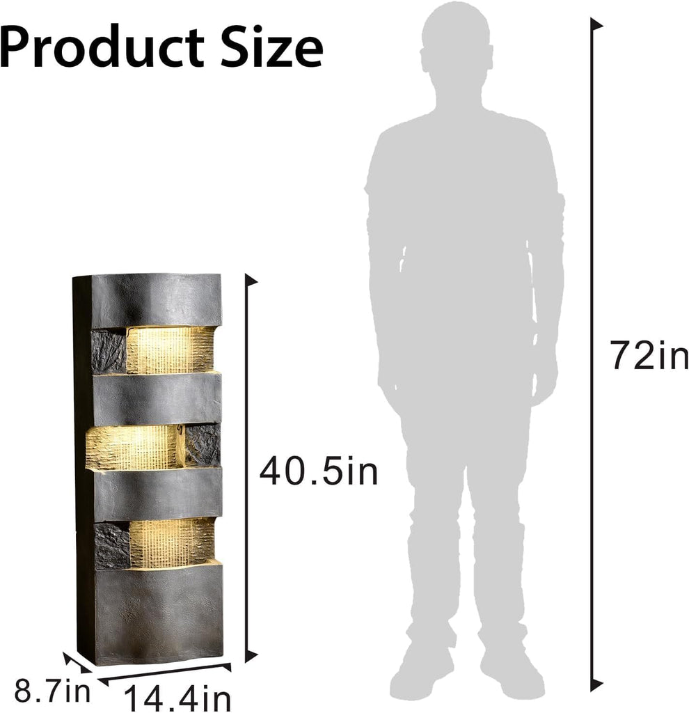 40.5" H Modern Outdoor Water Fountain with LED Lights - Tall Garden Waterfall Fountain