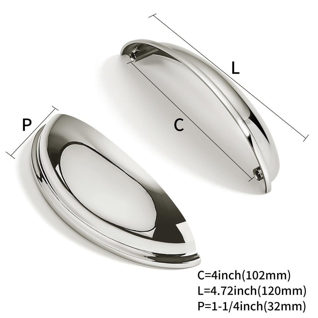 10 Pack 4" Drawer Pulls Polished Nickel Cabinet Cup Pulls Kitchen Hardware Cabinet Handles Drawer Handles Knobs 4