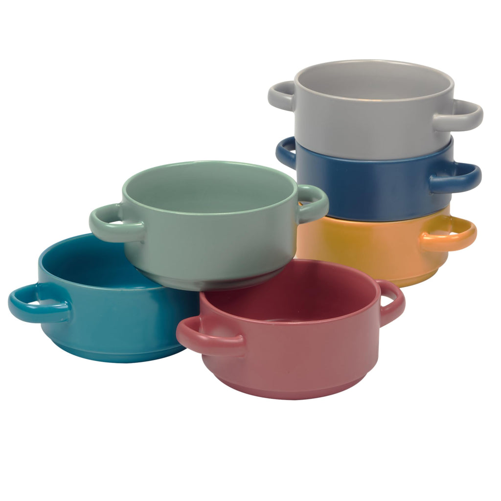 Stoneware 22oz Matte Glaze Soup Crocks Set of 6: Perfect for hearty soups and casseroles. Durable, oven-safe