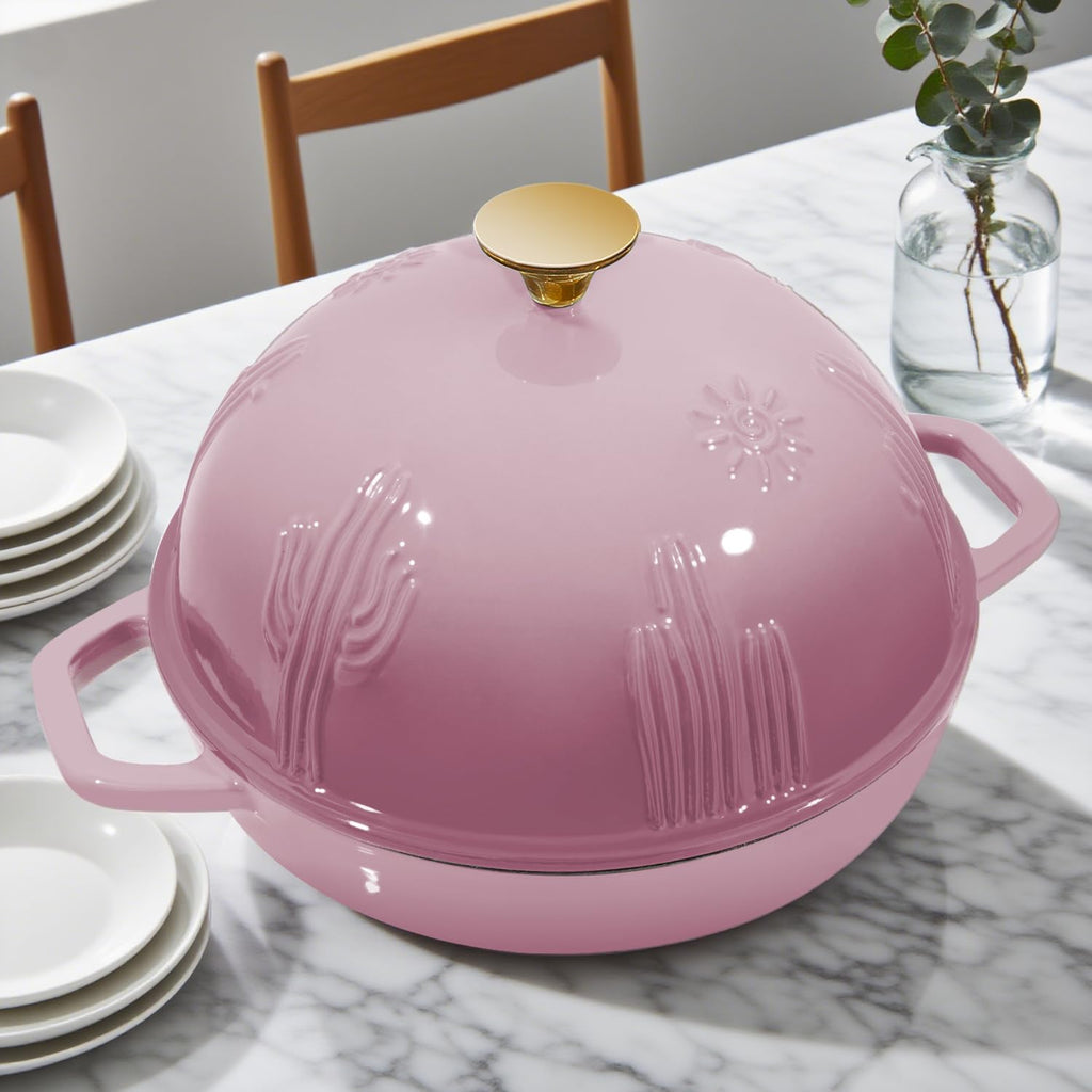 Bread Oven Cast Iron Bread Dutch Oven with Cloche Lid for Bread Baking BerryPink Enameled Cast Iron Bread Oven with