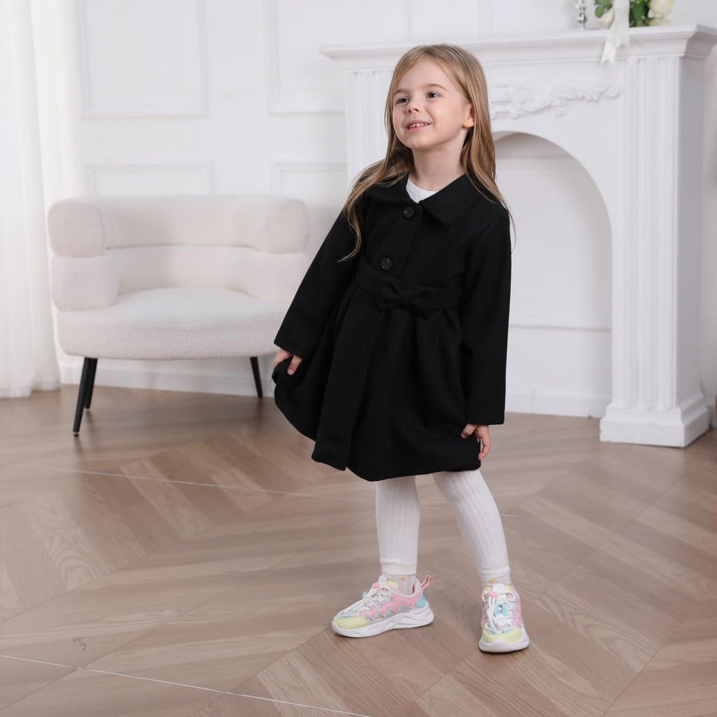 Toddler Baby Girl Clothes Jacket Coat Long Sleeve Solid Color Buttons Dress Coat Fall Winter Outfit
