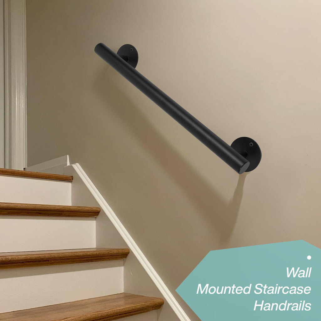 1.6 FT Black Stair Railing Indoor, Metal Handrails for Outdoor Steps