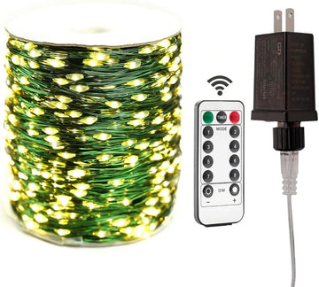 200FT 600LED Long Fairy Lights Plug in Green Wire for Christmas