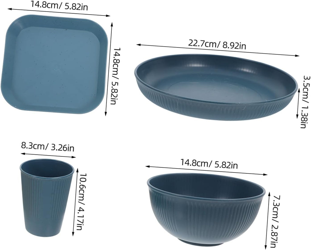 Xmas 16 Piece Square Dinnerware Set, PP Unbreakable Plates and Bowls