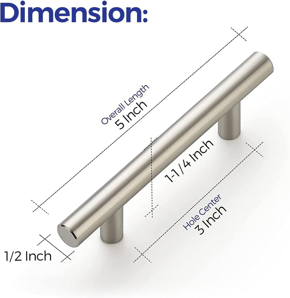 20 Pack 5" Cabinet Pulls Brushed Nickel Stainless Steel Kitchen Drawer Cupboard Pulls Cabinet Handles 5" Length with 3"