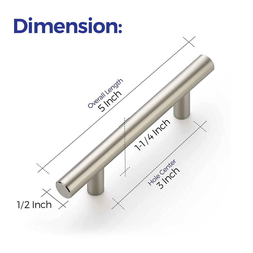 Brushed Nickel Cabinet Pulls Cabinet Handles, 3 Inch CC, 25 Pack