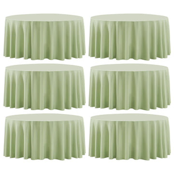 6 Pack Sage Green Round Tablecloths 120 Inch for Dining Tables