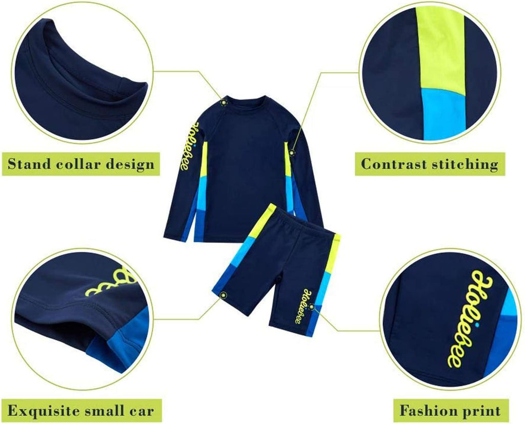 Boys Swimsuits UPF 50+ Sun Protection Rash Guard 2 Piece Kids Bathing Suit
