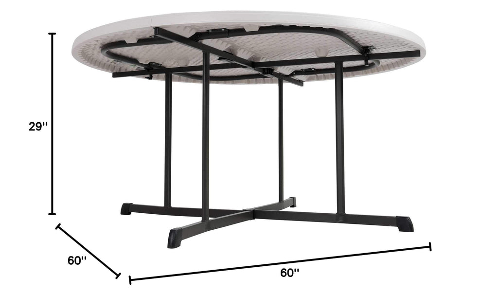 Commercial Round Fold-in-Half Table, 60-Inch, Almond