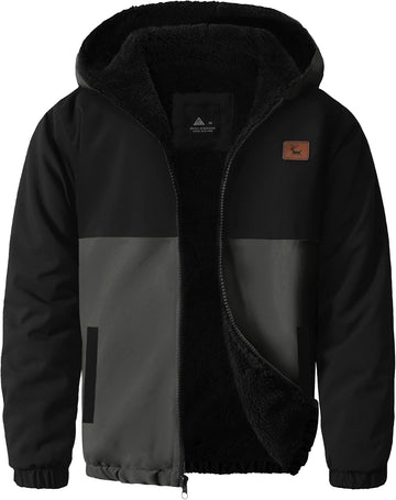 Boys Fleece Jacket Sherpa Lined Zip Up Hoodie for Kids