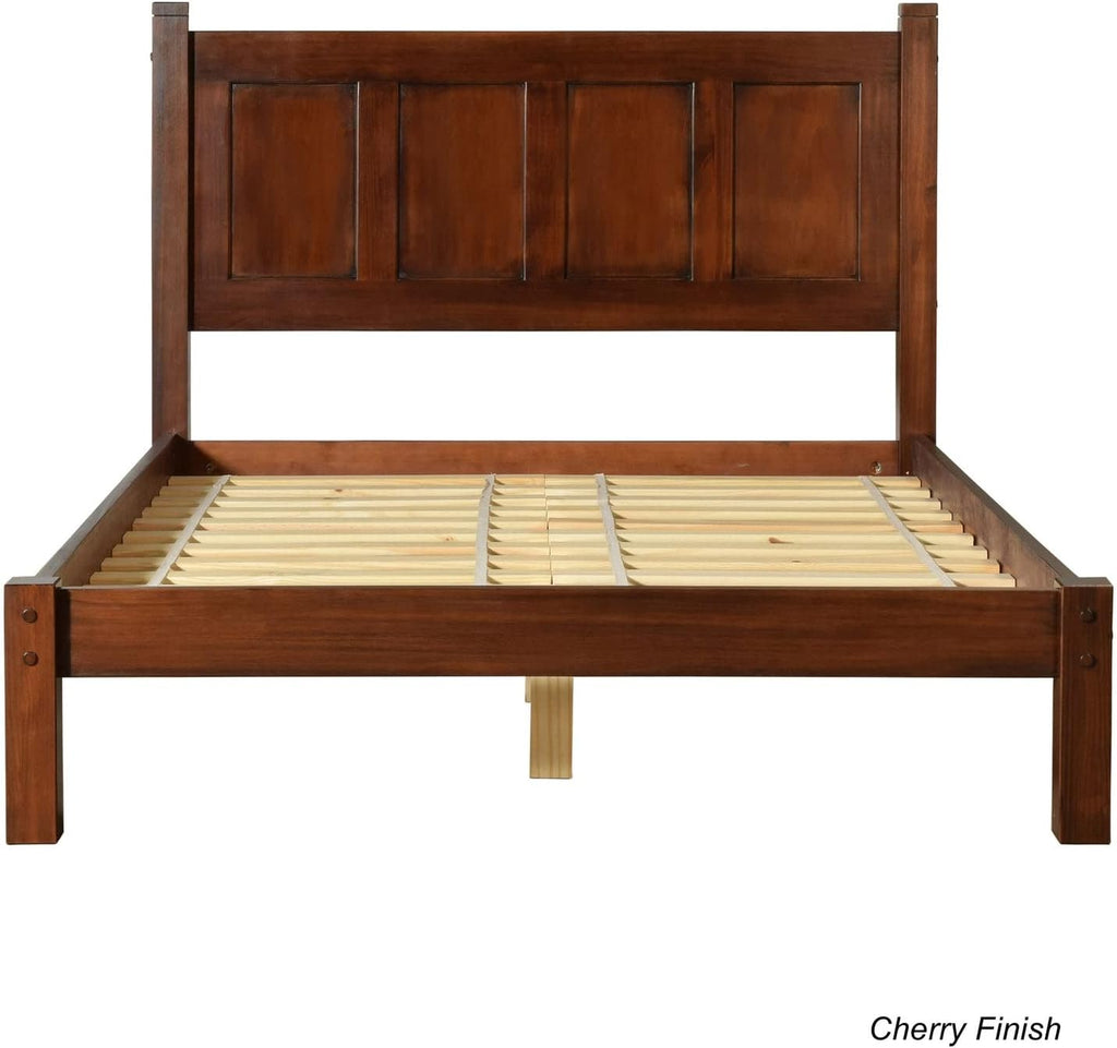 Shaker Solid Wood Panel Platform Bed, Full Size, Cherry