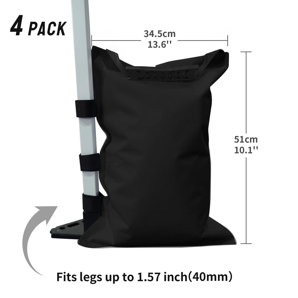 Sand Bags for Canopy Legs, 150 LBS, Black (Unfilled)