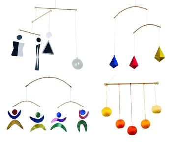 Set of 4 Portable Montessori - Munari, Gobbi, Octahedron, Dancers. Montessori Mobile, Baby Mobile, Hanging Mobile